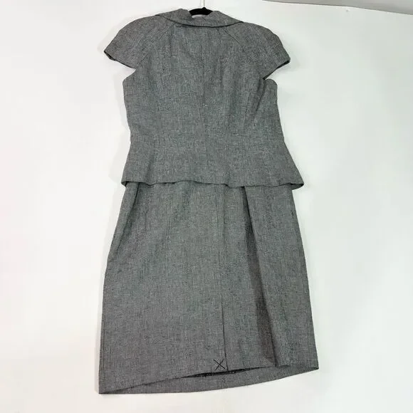 Calvin Klein Suit Womens 10 Black And White Linen Blend Double Breasted NWT - Picture 4 of 16